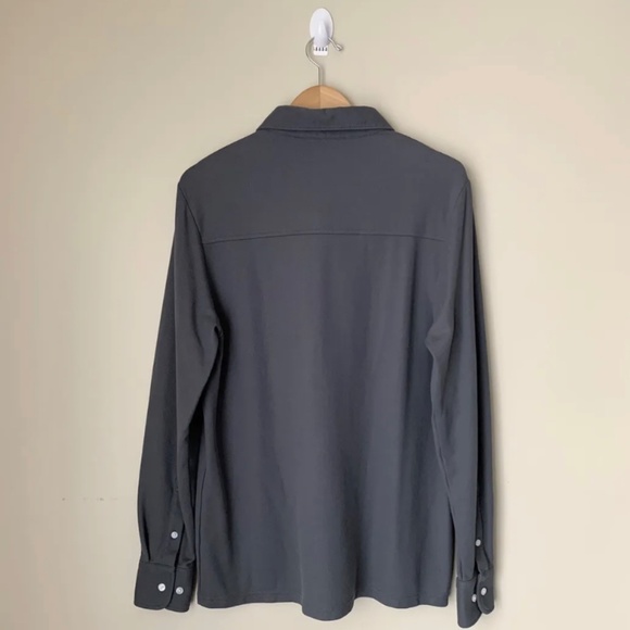 Criquet Men's Long Sleeve Pique Polo Shirt Pima Cotton Large Gray L golf 125$ - Picture 4 of 8
